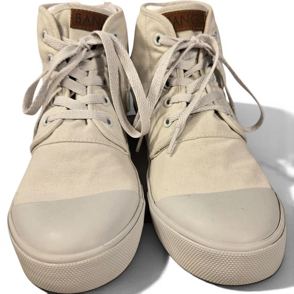 BANGS Shoes High Top Canvas Sneakers Grey Cactus Succulent Embroidery Womens 7